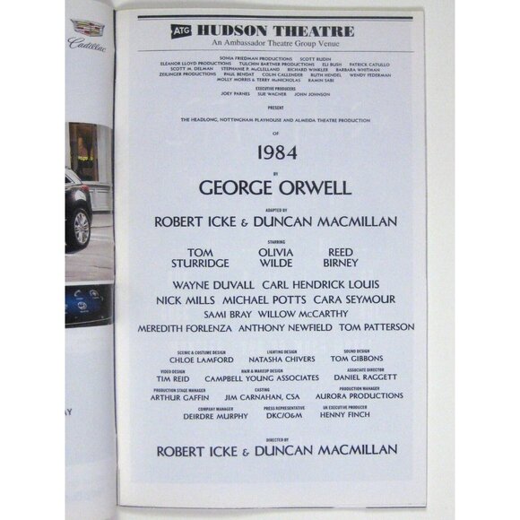 1984 Pride Playbill June 2017 George Orwell Tom Sturridge Olivia Wilde Birney - Picture 4 of 8